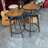 Wood & Metal Adjustable Swivel Stool