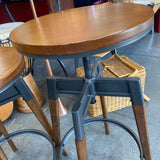 Wood & Metal Adjustable Swivel Stool