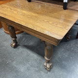 Vintage Oak Dining Table w/Claw Feet + 10" Leaf