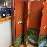 4.5 Panel Painted Screen of Woodland Scene