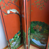 4.5 Panel Painted Screen of Woodland Scene