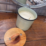 Green Scented Candle w Wood Lid