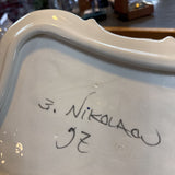 Hand Painted Ceramic Tray by K. Nikolaou