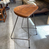 Wood Saddle Seat & Metal Legs Stool