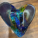 Signed Art Glass Heart Bowl