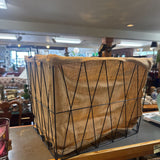 Burlap Lined Metal Basket
