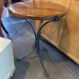 Metal Base w Wood top Round Side Table