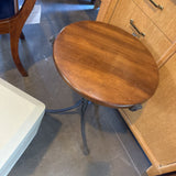 Metal Base w Wood top Round Side Table