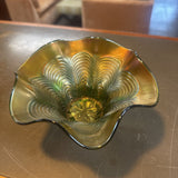 Fenton 'Peacock Tail' Carnival Glass Bowl