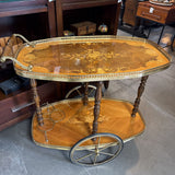 Mid Century Italian Marquetry Inlay Bar Cart