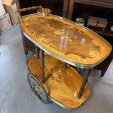 Mid Century Italian Marquetry Inlay Bar Cart