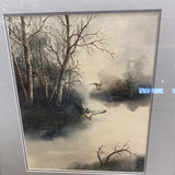 Watercolor of Ducks Landing Signed by Supote Krikel