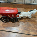 Vintage Cast Iron Horse& ICE Truck