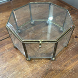 Vintage Octogan Clear Glass Jewelry Box