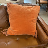 Large Velour Pillow with Fringe