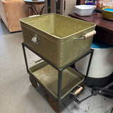 Galvenized Metal Rolling Party Bucket Bar Cart