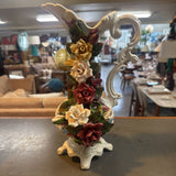 Capodimonte Porcelain Pitcher w Hand-Sculpted Roses