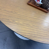 Tulip Style Dining Table w Nat Wood Veneer Top & White Pedestal Base