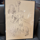 Racoons Pencil Drawing by MK Edwards
