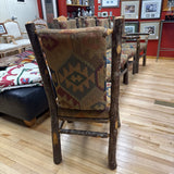 Rustic Log Frame w Pendleton Upholstery Dining Chairs