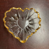 Glass Heart Dish w/Gold Trim