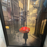 Framed Red Umbrella Artwork