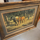Rustic Barnwood Framed Horse & Plow