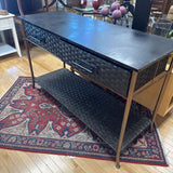 Wicker/Iron/Wood Console Table w/2 Drawers