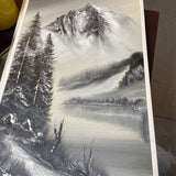 Monochromatic Mountain or Lake Scene