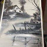 Monochromatic Mountain or Lake Scene