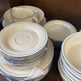 Lenox Blue Pinstripe Chinastone Set-8 Place Settings+Serving Pieces