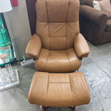 Leather Stressless Recliner with Ottoman
