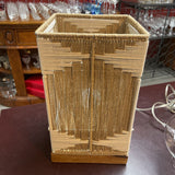 Woven Table Lamp with Square Wood Base