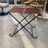 Leather & Iron Folding Stool