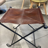Leather & Iron Folding Stool
