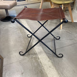 Leather & Iron Folding Stool