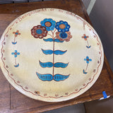 Round Floral Wood Tray