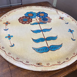 Round Floral Wood Tray