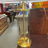 Glass Lamp w/Shade and Gold Base.