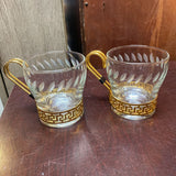 Set of 2 Greek Key Handle Glass