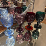 Madonna Inn Pressed Glass Goblets - Wild Rose Pattern