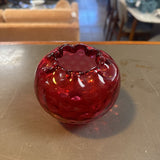 Fenton Cranberry Glass Round Vase