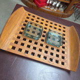 Lattice Serving Tray w 2 Green Bowls by Dansk