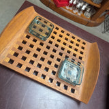 Lattice Serving Tray w 2 Green Bowls by Dansk