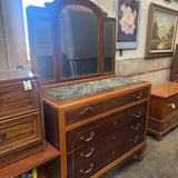 4 Drawer Marble Top Dresser w/Mirror