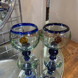 Set of 2 Mexican Pedestal Wine Glasses