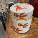 Red Goldfish Porcelain Jar w/Lid