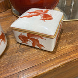 Red Goldfish Porcelain Box w/Lid