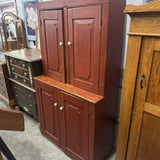 Red Vintage Cabinet w Doors & Shelves