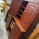 Red Vintage Cabinet w Doors & Shelves